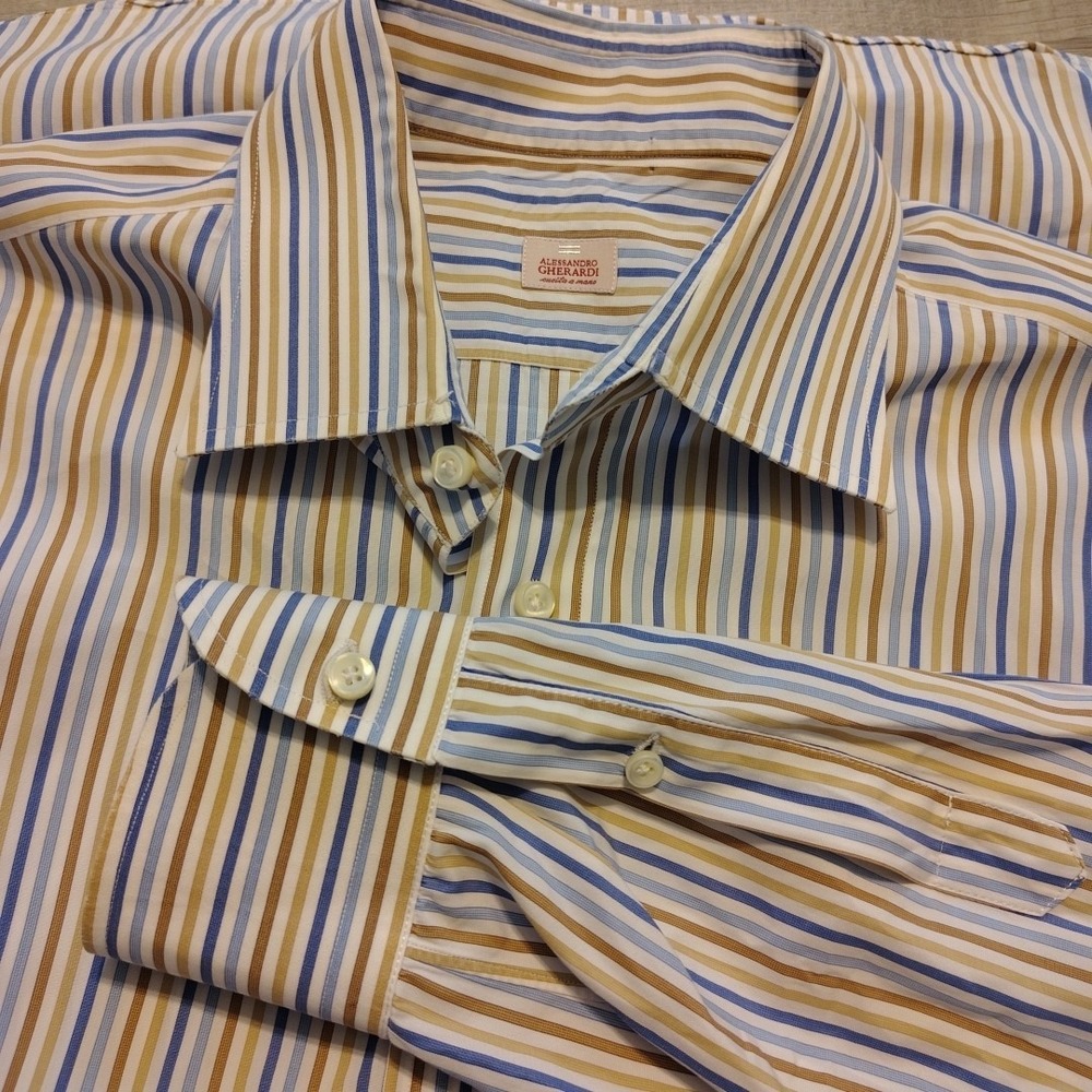 alessandro gherardi shirt Striped 42 16 1/2 Dress Shirt Button Long Sleeve